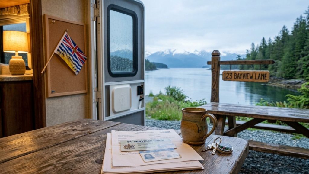 Full-time RV and tiny home residents using a long-term RV park pad as their home address in British Columbia
